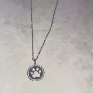 Sterling silver paw print with diamonds